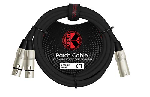 Cabo Kirlin Y-301-06 – 1,8 m – Cabo XLR macho para XLR fêmea duplo em Y