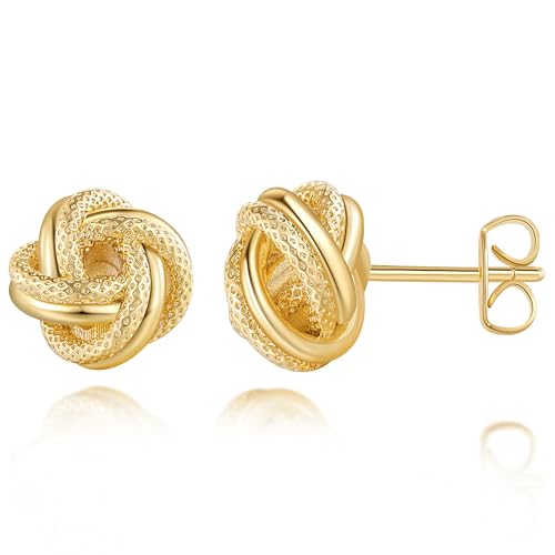 Eloqueen 14K Gold Stud Earrings for Women Gold Earrings for Women Earring Graceful and Interlaced Design Womens Cute Dainty Stud Earring