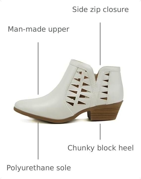 Image of Soda CHANCE Womens Perforated Cut Out Stacked Block Heel Ankle Booties (Wide Fit Available)