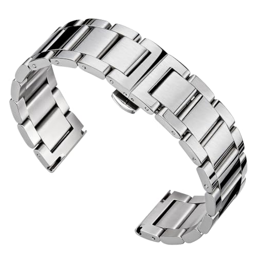 Image of BINLUN Thick Stainless Steel Watch Band Metal Heavy Polished Matte Brushed Finish Watch Strap Replacement for Men Women 16mm /18mm /20mm /21mm /22mm /23mm /24mm /26mm