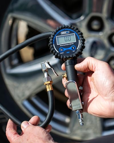 Digital Tire Inflator with Pressure Gauge and Longer Hose, Air Chuck with Gauge for Air Compressor - 200PSI
