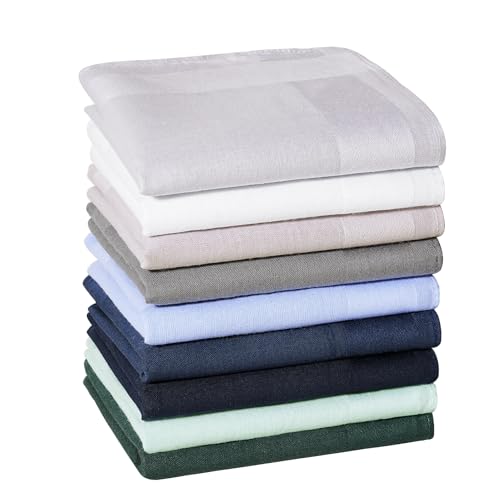 Image of HOULIFE Men's Cotton Handkerchiefs, Solid Color 60S Soft Cotton Hankies for Men Women 6 /12PCS 15.7 inchx15.7 inch (Multicolor, 9 PCS)
