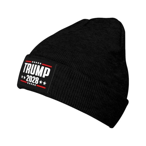 President 2028 Election Warm Beanie Winter Hat Soft Skull Cap for Cold Weather Unisex Cozy Knit Hats Black