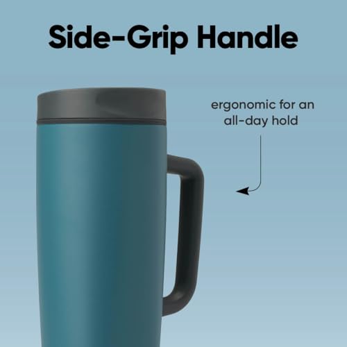 Image of Owala SmoothSip Slider Stainless Steel Insulated Travel Mug with handle, 100% Leak Proof, For Hot and Cold Drinks, Travel Friendly with Sliding Lock Lid, 24 oz, BPA Free, Leak Proof, High Dive