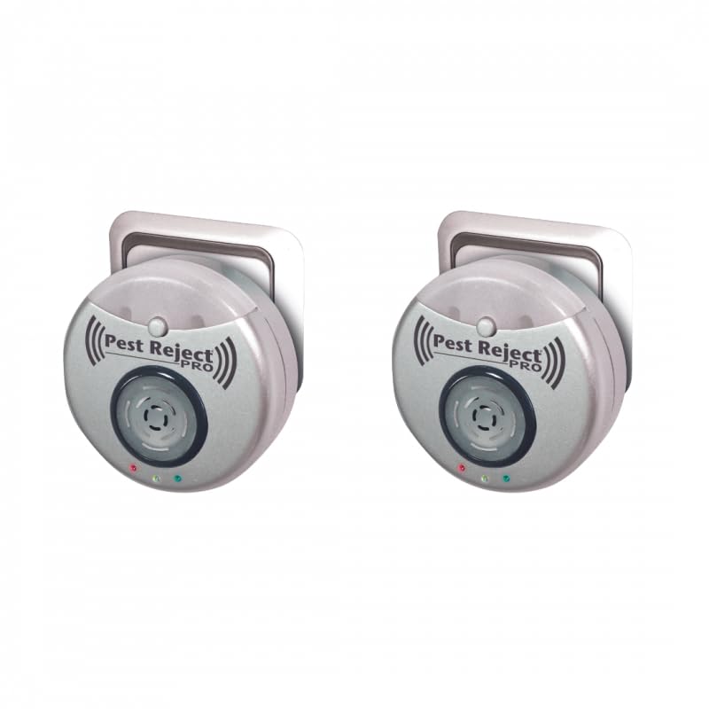 Pest Reject Pro - Lot de 2 - VENTEO - Répulsif nuisibles Repulse Power - Ultrasons et électromagnétisme - Couleur Gris - Couverture de Votre Maison de...