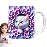 Genérico Taza De Gato 3D, 11oz Taza De Café Divertida De Gatito,tazas Con Efecto 3D, Tazas De Cerámica Con Forma De Gato Con Leche Para Amigos O Compañeros De Trabajo, Amantes Del Café Y El Té