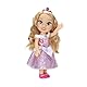 Disney Princess Aurora Puppe 35cm, reflektierende Glitzeraugen, bewegliche Gelenke, ausziehbares Kleid, Schuhe, Krone, langes Blondes Haar, für Mädchen ab 3 Jahren