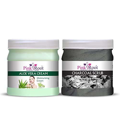 Image of Pink Root Aloe Vera Cream 500gm with Charcoal Scrub 500gm