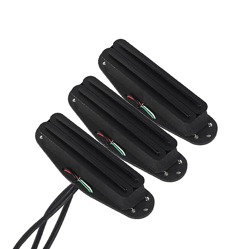 FLEOR Alnico 5 Hot Rail Humbucker Single-Coil-Sized Pickup Neck+Middle+Bridge Pickup Set, Full Black, Full Black N+M+B Set, 6K+9K+12K