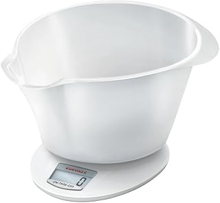 Soehnle Digital Kitchen Scale Roma Plus with 5 kg Load Capacity and 1 g Weighing Precision Scale with Practical Mixing Bowl Elegant Kitchen Scale with LCD Display and Auto Shut-off White