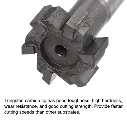 Image of uxcell T-Slot Milling Cutters, 10mm Depth 25mm Cutting Dia 12mm Shank Tungsten Carbide Tip 6 Flutes T Slot End Mill for Stainless Steel Copper Aluminum
