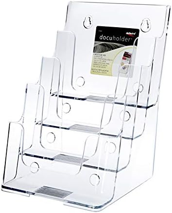 FixtureDisplays® Set of 2 Pcs 4 Tier Leaflet Holder Bi-fold 6" Literature Holder Clear Acrylic Wall Mountable 14914
