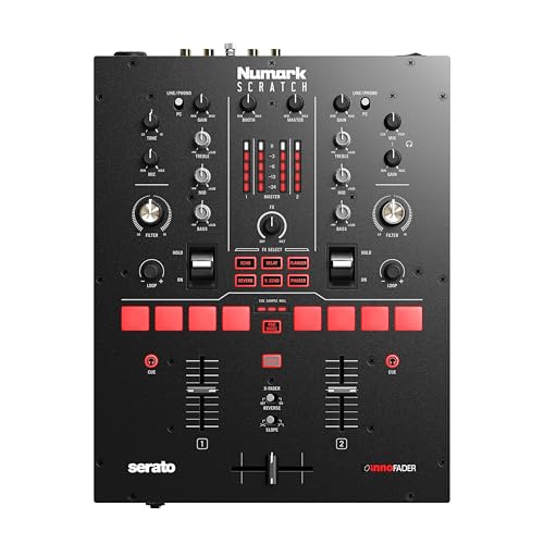 Miniatura 6 de Numark Scratch - Mezclador De Dj, Dos Canales Scratch Para Serato Dj Pro, Crossfader Innofader, Licencia Dvs, 6 Selectores De Efectos De Acceso Directo, Performance Pads, 24 Bits Calidad De Sonido