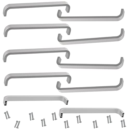 AERZETIX - C64321 - Juego de 10 tiradores para mueble distancia entre ejes 128mm - puerta armario alacena cajón decoración interior cocina salón montaje - en aluminio - acabado: plata mate