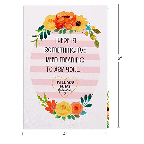Whatsign Will You Be My Godmother Card 4"X6" Funny Scratch Off Godmother Proposal Gift Cards For Auntie Aunt Women Floral Godmother Gift Birthday Cards Christmas Greeting Card With Envelope #TOP6