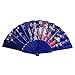 YWLINK Abanicos, CordóN del Banquete De Boda De Seda Plegable Mano Ventilador De La Flor Abanico Decorativo Fan del Baile Carnaval Estilo Nacional Chino Abanico Plegable De Plastico(Azul)