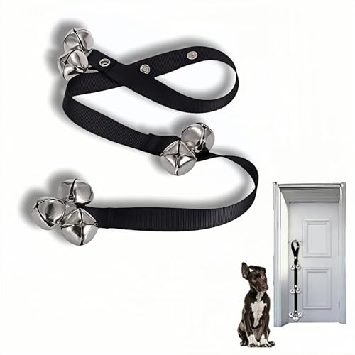 yayaboqu Dog Doorbell for Potty Training, Adjustable Length with 7 Extra Loud Bells, Black Nylon Strap with Metal Bells, 31-33 Inches