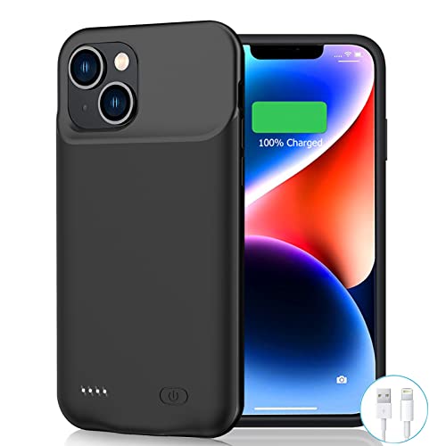 Battery Case For Iphone 14, 7000Mah Slim Portable Rechargeable Smart Protective Battery Pack Cover Power Bank Charging Case Compatible With Iphone 14 (6.1 Inch) Extended Battery Charger Case (Black) #TOP7