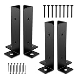 Abizarch 4Pcs Post Anchor Base Iron Deck Post Base Brackets Half Column Deck Post Base with Pre-drilled Hole Sturdy Wood Fence Pergola Post Base Brackets Kit Versatile Wood Post Brackets for Pergola