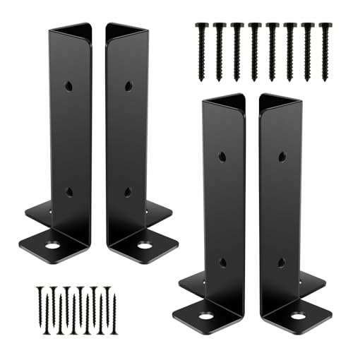 Abizarch 4Pcs Post Anchor Base Iron Deck Post Base Brackets Half Column Deck Post Base with Pre-drilled Hole Sturdy Wood Fence Pergola Post Base Brackets Kit Versatile Wood Post Brackets for Pergola