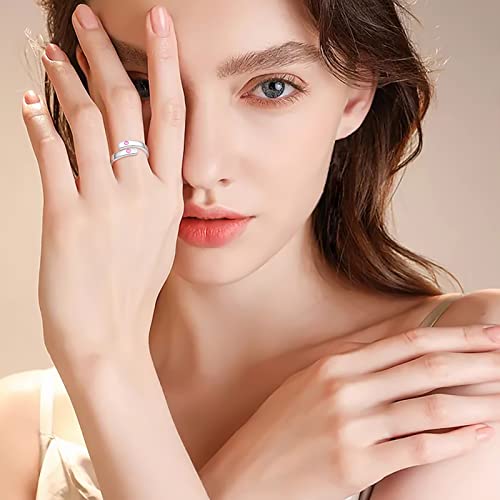 BEILIN Sterling Silver Birthstone Ring for Women, Dainty Adjustable Finger Ring Love Promise Ring for Her2