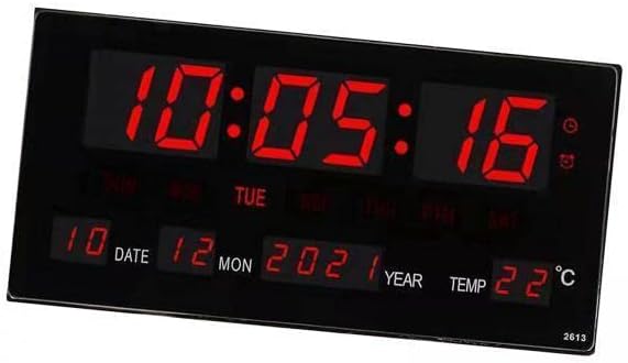 Yajuyi 2-3 of Pack Large Screen Digital Wall Clock LED Display/Temperature Alarm, Black, 3 Pcs