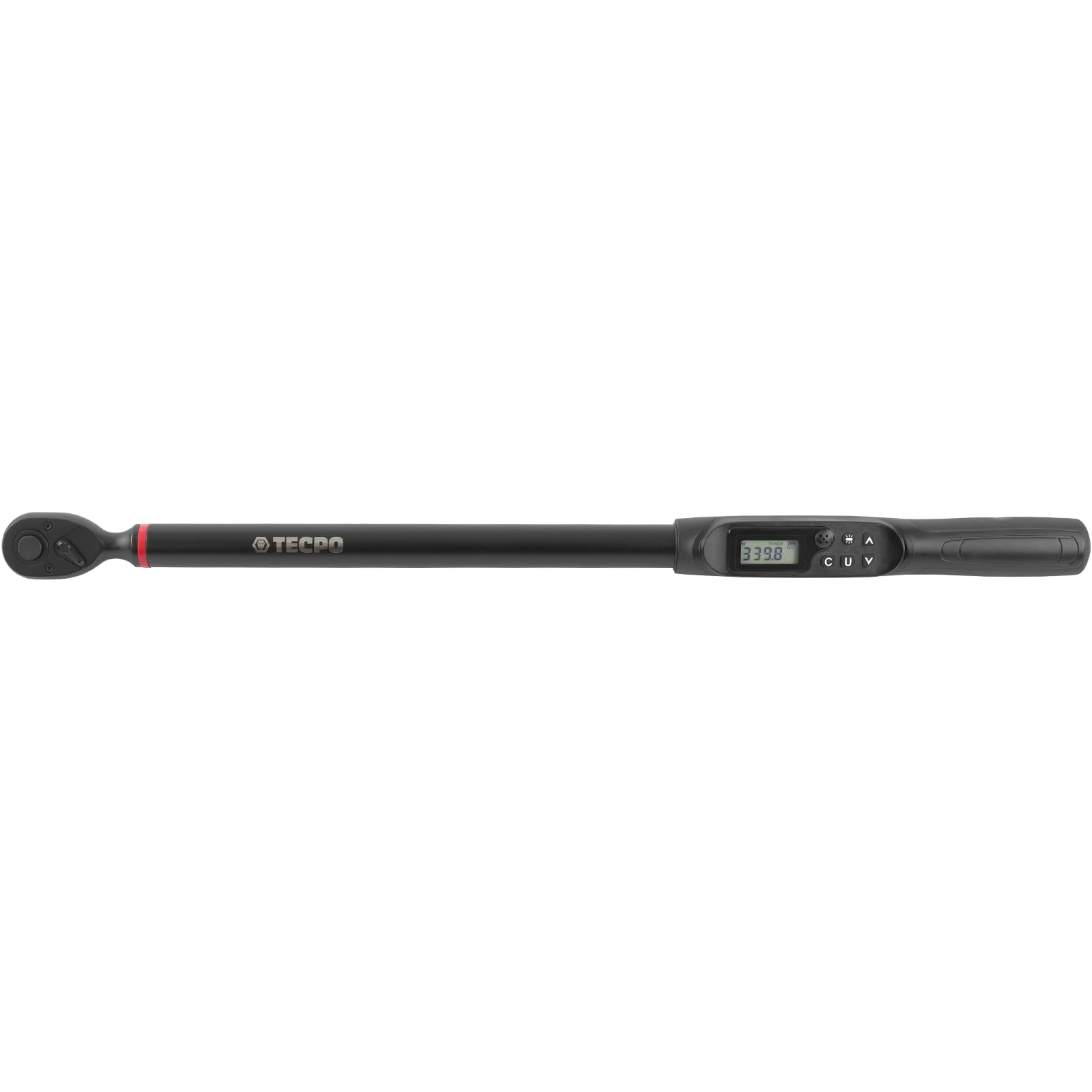 TECPO Cyfrowy klucz dynamometryczny 1/2" cala napęd 17-340 Nm 72 zęby z kluczem nasadowym wkład ochronny SW 17mm i 19mm