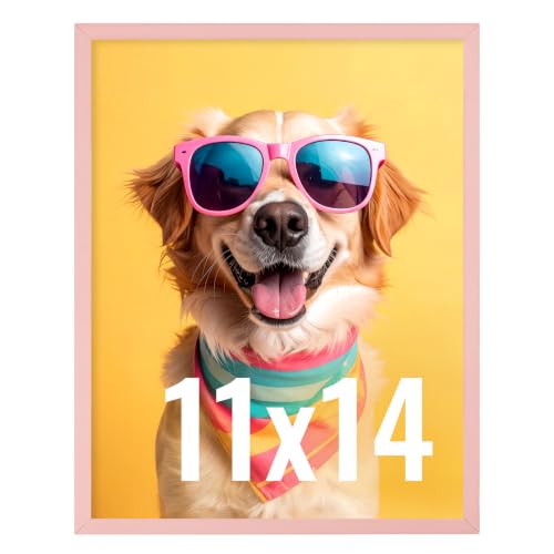 Image of LaVie Home 11x14 Picture Frame for Wall Display, 11 x 14 Pink Picture Frame with HD Plexiglas, 11 by 14 Poster Frame 1 Pack, Display Frame for Vertical or Horizontal, Classic Collection