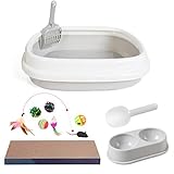 SIVEIS 12 Pieces Cat Kitten Starter Kit Cat Litter Tray, New Set Includes Cat Litter Scoop, Cat...