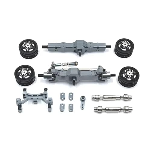 RC Car Accessories for WPL C74 1/10 Metal Upgrade Axle Servo Mount Wheel Hub Drive Shaft Set RC Car Parts Accessories Upgrade and Replacement Use(Gray)