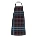 ALALAL Grembiule da cucina da donna scozzese scozzese blu scuro scozzese blu scuro scozzese cravatta regolabile geometrica con tasche per adulti
