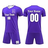 Générique Ensemble de Maillot Personnalisé avec Nom, Numéro et Logo, Maillot de Foot Homme et Enfant Personnalisé, Maillot Basket Personnalisable, Tee Shirt Personnalisable Violet L