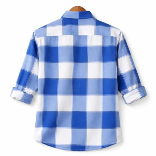 Image of FALCONWEAR Men's Cotton Checkered Casual Shirt Black and White Buffalo Plaid Button Down Full Sleeve Regular Fit Stylish for Boys and Men