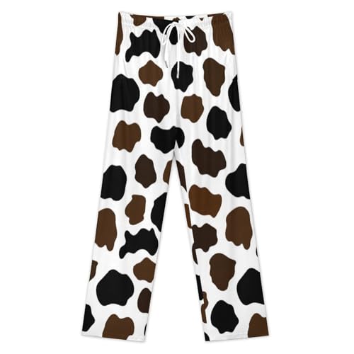 Cow Print Comfy Pajama Pants Adjustable Sleepwear Beach Pants for Men3