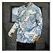 Men's Tang Suit Jacket Spring and Autumn Long Sleeve Chinese Traditional Vintage Print Tai Chi Kung Fu Coat. Blue