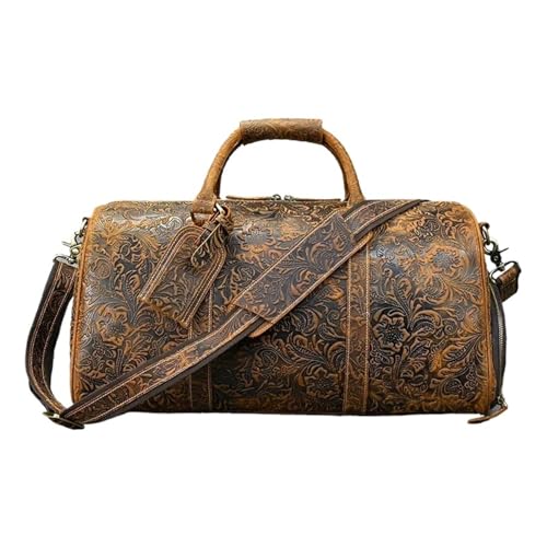Male Weekend Handbag Embossed Design Leather Men's Travel Bag Vintage Large Capacity Women Luggage Duffel Bags