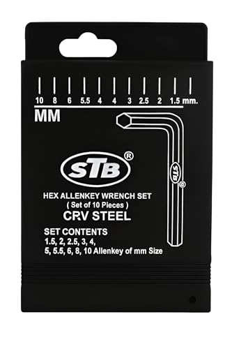 Image of Hex Allen Key Wrench Set of 10, CRV Steel, Heavy Series, Sizes 1.5 to 10 mm, Sliding Case (Heavy Series