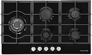 Russell Hobbs RH75GH601B/01 Black Glass 75cm Wide, 5 Burner Gas Hob, Free 2 Year Guarantee