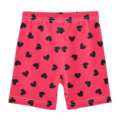 Scattered Heart Motif Crimson Girls Cartwheel Shorts Girls Bike Shorts Under Dress Soft Cotton Breathable2