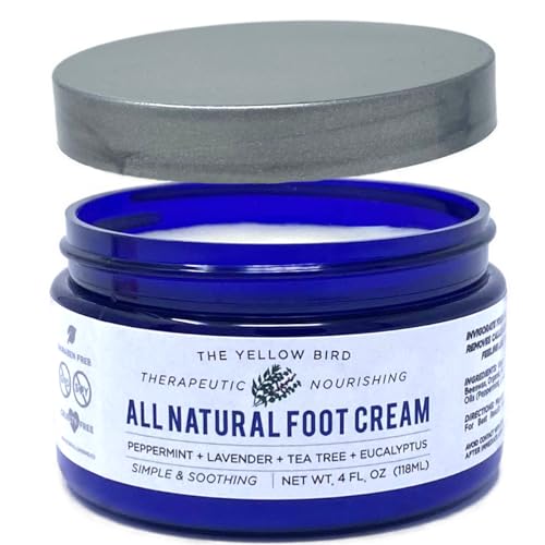 Yellow Bird Natural Tea Tree Foot Cream & Organic Foot Balm for Dry, Cracked Feet & Heels – Peppermint...