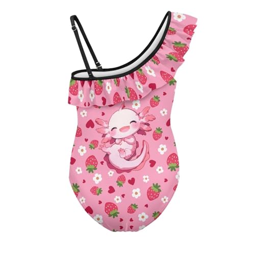 Image of Girls One Piece Swimsuit Ruffled Halter Bathing Suit with Adjustable Strap Beach Sport Swimwear for 3-14 Years