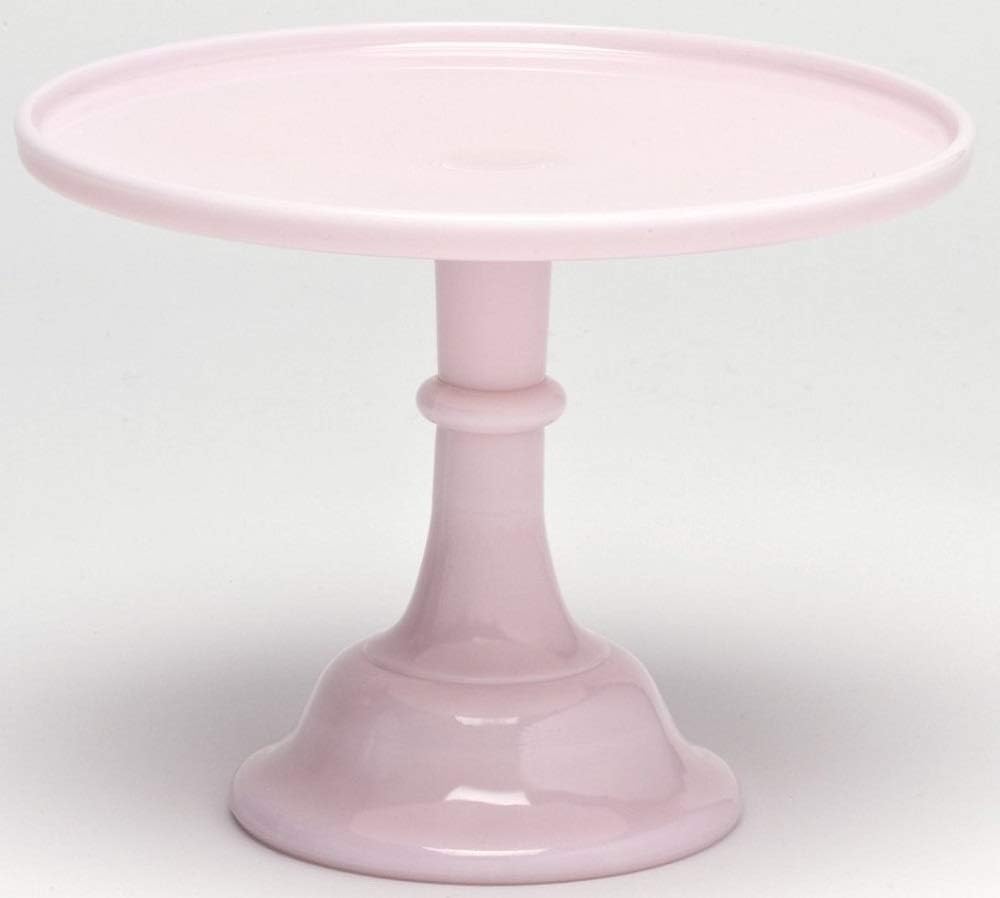 9" Pink Milk Glass Cake Stand Plate Bakers Quality