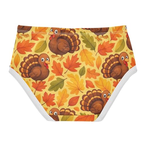 Joisal Cute Turkeys Autumn Leaves Orange Toddler Underwear Floral 2t Cotton Girl Panties Cute Fun Underpants Briefs2