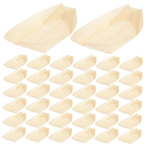 Platos desechables de madera para sushi Toyvian x100 miniatura 1