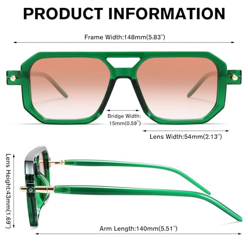 LIU·WEN Vintage 70s Aviator Sunglasses for Women Men - Retro Frame Square UV400 Shades3