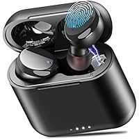 TOZO T6 Auriculares Inalámbricos, Auriculares Bluetooth 5.3 Control Táctil IPX8 Impermeable con Mics, 45H de Reproducción, Carga inalambrica, Cascos Inalámbricos Bluetooth Graves Profundos, Negro