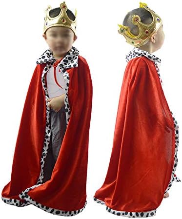 Simple polymer King Robe Halloween Costume Medieval Prince King Costume Cape(Cape&Crown) - Image 5
