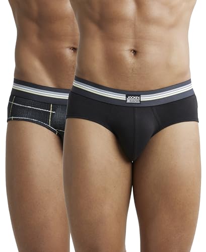 Image of Jockey UI20 Men Super Combed Cotton Elastane Stretch Printed Brief with Ultrasoft Waistband (Pack of 2)