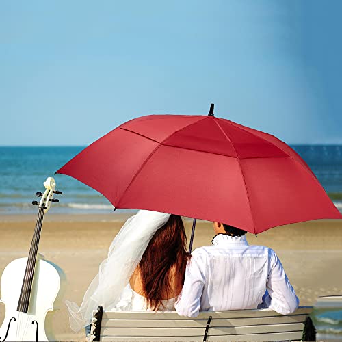 Goothdurs 62 Inches Golf Umbrella Automatic Open Windproof Waterproof Large Double Canopy Vented Rain Stick Umbrellas For Men Women #TOP6