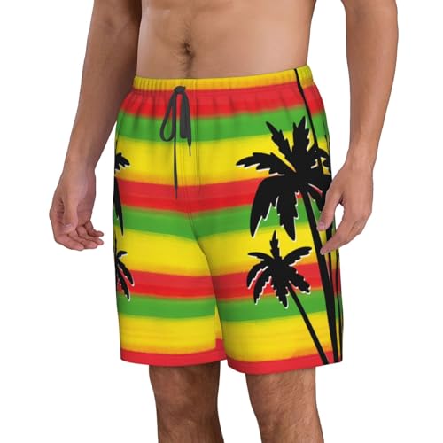 Jamaica Flag Tropical Men's Beach Shorts Quick Dry Swim Shorts with Pockets Hawaii Board Trunks4